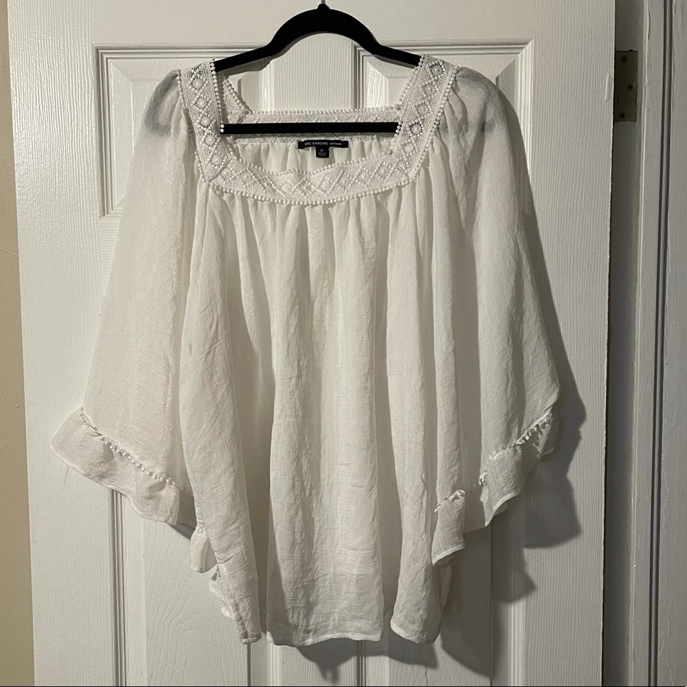 Zac & Rachel aWhite Square Neck with Detail Size2X
